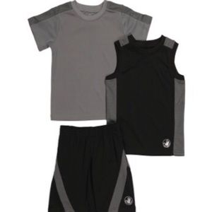 Boys BODY GLOVE 3Piece Set Age 7yrs Gray Black Shorts Tank T-Shirt New